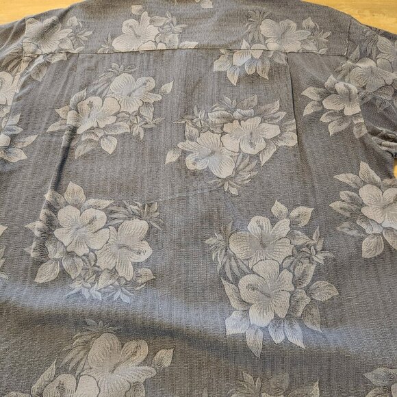 Paradise Blue Hawaiian Shirt 100% Silk Floral Beach Blue Button Up Mens Medium - Picture 5 of 11